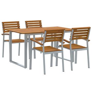 vidaXL Piharuokailu setti 5 kpl Harmaa Tihe&auml; akasiapuu