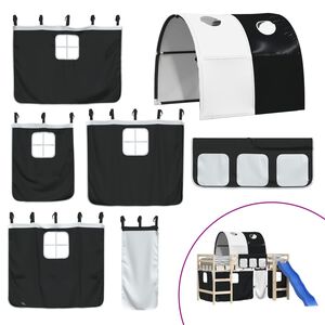 vidaXL Parvis&auml;ngyn verhot ja tunneli mustavalkoinen polyesteri