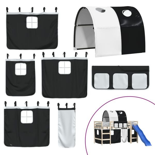 vidaXL Parvis&auml;ngyn verhot ja tunneli mustavalkoinen polyesteri