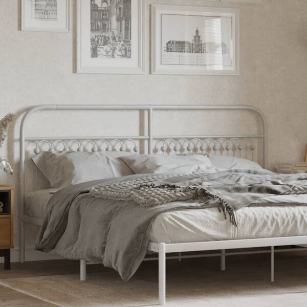 vidaXL Metallinen sängynpääty valkoinen 180 cm