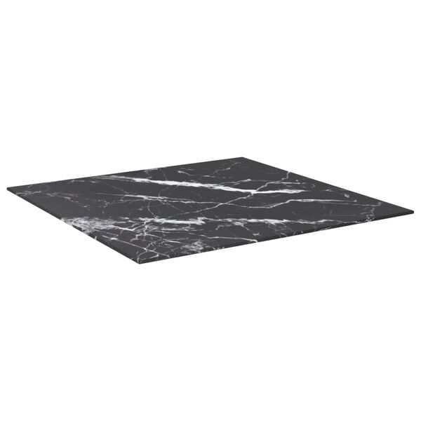 vidaXL Pöytälevy musta 70x70 cm 6 mm karkaistu lasi marmorikuvio