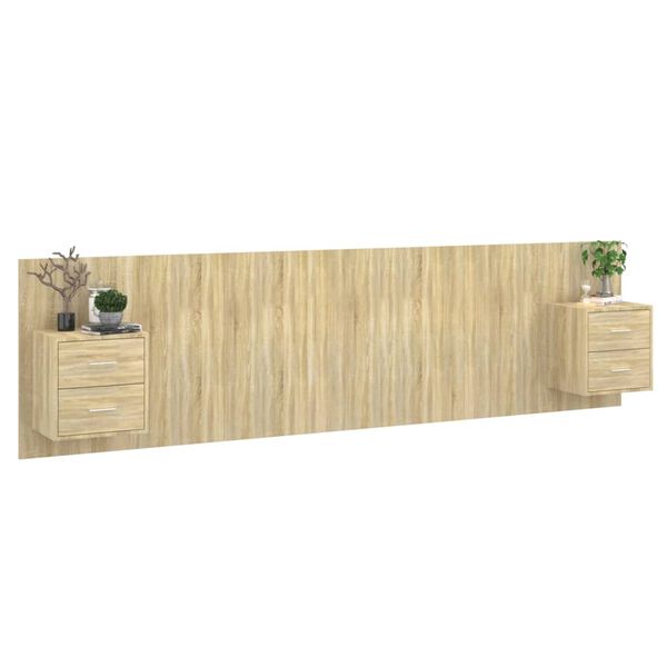 vidaXL Sängynpääty säilytystilalla Sonoma-tammi tekninen puu