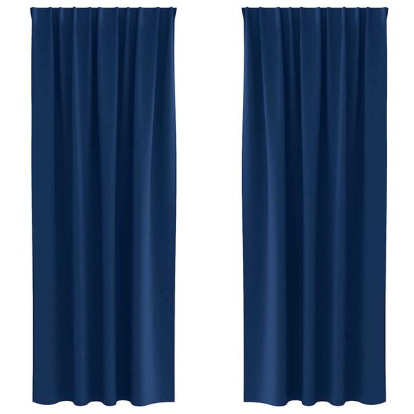 vidaXL Piment&auml;v&auml; verho renkailla 2 pcs Tumma Sininen 260 x 140 cm
