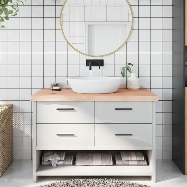 vidaXL Kylpyhuoneen ty&ouml;taso 120x50x(2-6) cm k&auml;sittelem&auml;t&ouml;n t&auml;ysi puu