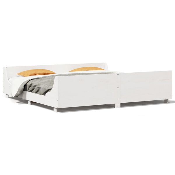 vidaXL Sängynrunko ilman patjaa valkoinen 180x200 cm täysi mänty