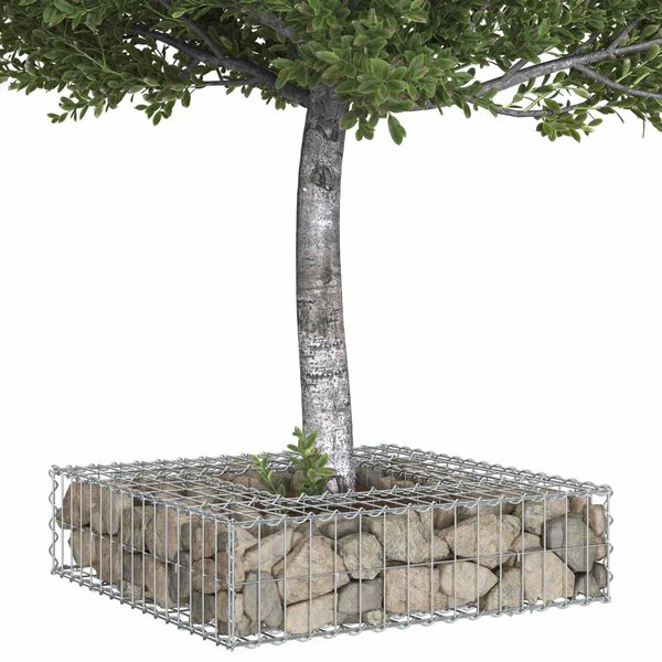 vidaXL Gabion Kohotettu Peti Hopea 80 x 80 x 12 cm Galvanoitu ter&auml;s