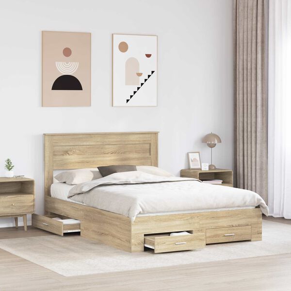 vidaXL S&auml;ngyn runko p&auml;&auml;tyll&auml; Sonoman tammi 140 x 190 cm Tekninen puu