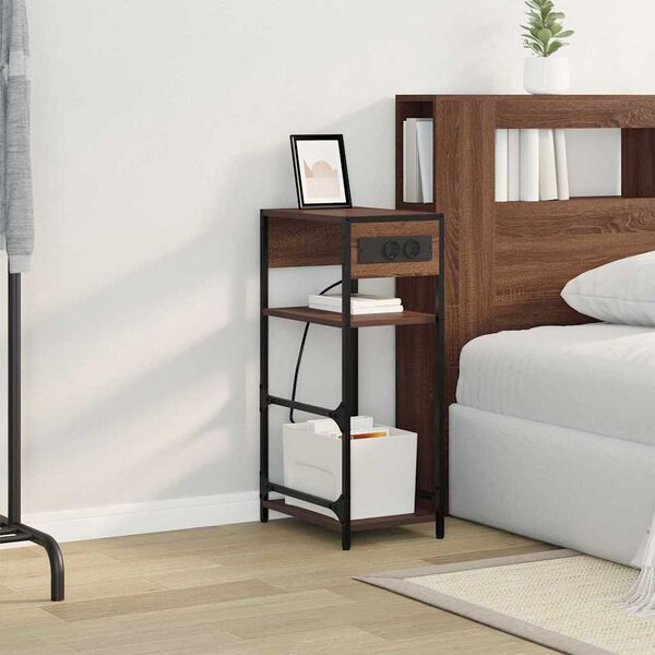 vidaXL Y&ouml;p&ouml;yt&auml;kaappi Ruskea tammi 40 x 27 x 76 cm Tekninen puu