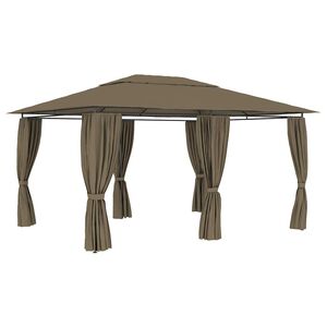 vidaXL Puutarhakatos verhoilla 4x3 m ruskeanharmaa 180 g/m&sup2;