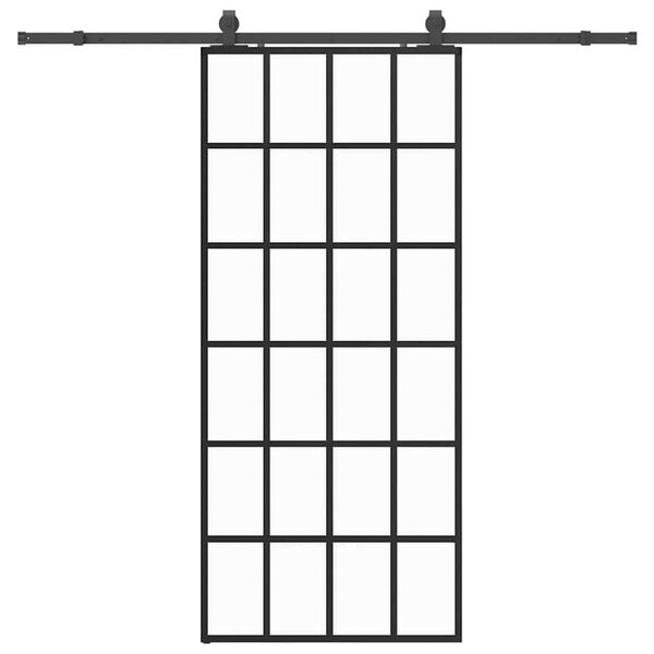 vidaXL Liukuovi asennustarvikkeilla musta 90x205 cm ESG lasi