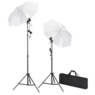 vidaXL Valokuvastudiosarja taustakankailla lampuilla sateenvarjoilla