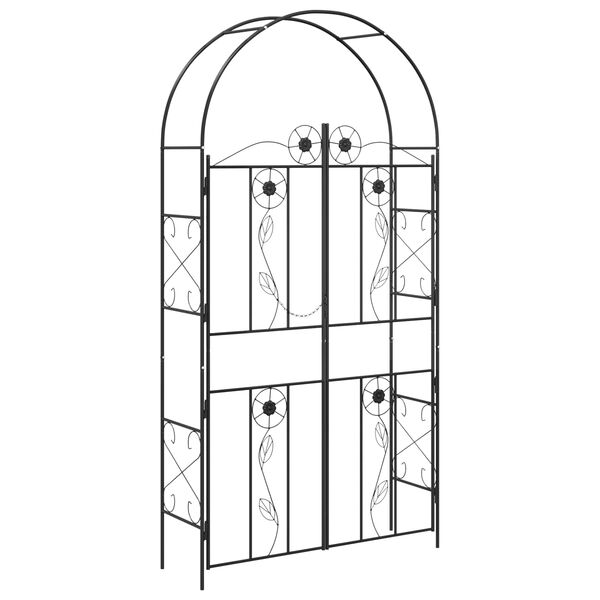 vidaXL Puutarha-arkki Yksiv&auml;rinen Musta 115 x 37 x 226 cm