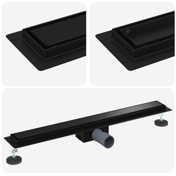 vidaXL 2 in 1 Suihkuviem&auml;r Musta 80 cm Ruostumaton ter&auml;s 304