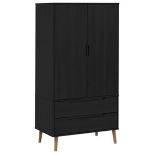 vidaXL Vaatekaappi MOLDE Musta 90 x 55 x 175 cm T&auml;ysi m&auml;nty