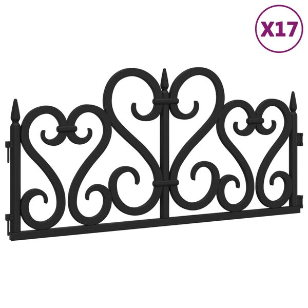 vidaXL Nurmikonreunukset 17 kpl musta 10 m PP