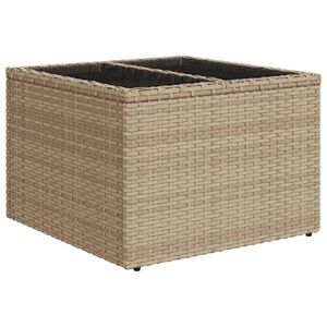 vidaXL Puutarhap&ouml;yt&auml; lasip&ouml;yt&auml;levyll&auml; beige 55x55x37 cm polyrottinki