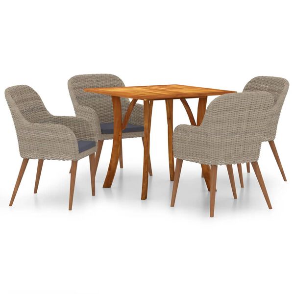 vidaXL 5-osainen Ulkoruokailuryhm&auml; ruskea