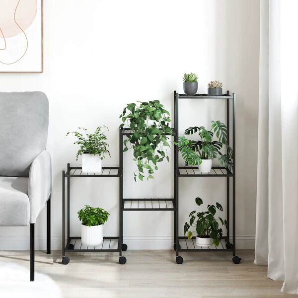 vidaXL Kukkateline py&ouml;rill&auml; 83x25x83,5 cm musta rauta