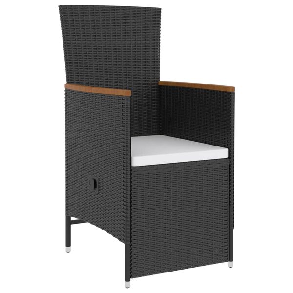 vidaXL 5-osainen Ulkoruokailuryhmä tyynyillä polyrottinki musta