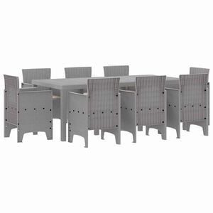 vidaXL Piharuokailu setti 9 pcs Vaaleanharmaa Polypropeeni