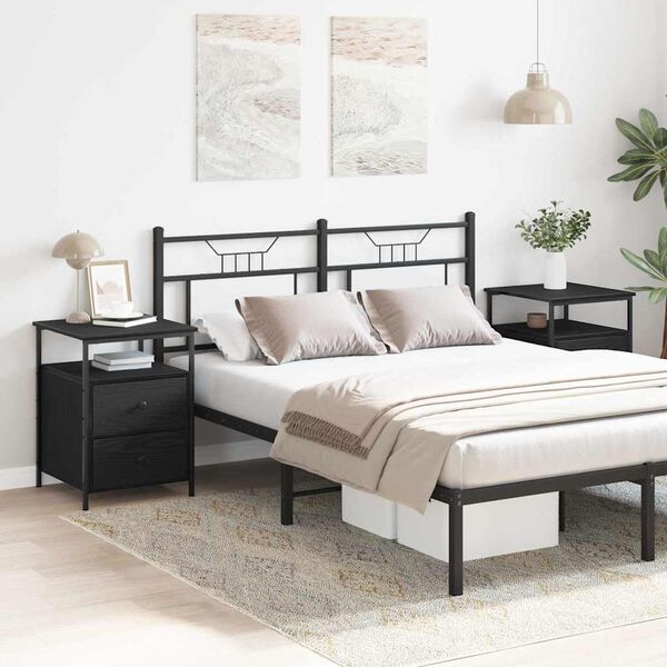 vidaXL Y&ouml;p&ouml;yt&auml;kaappi 2 pcs Musta tammi. 34 x 35,5 x 50 cm Tekninen puu