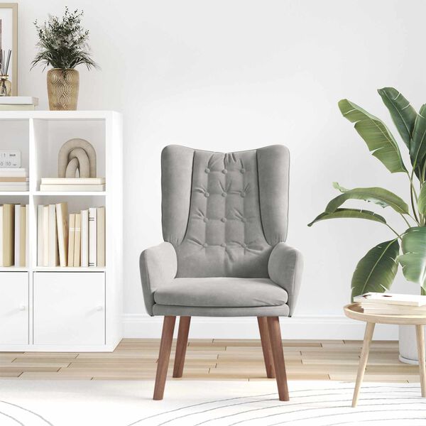 vidaXL Nojatuoli Vaaleanharmaa 63 x 67 x 94 cm Sametti