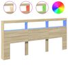 vidaXL S&auml;ngynp&auml;&auml;tykaappi LED-valoilla Sonoma-tammi 220x17x102 cm