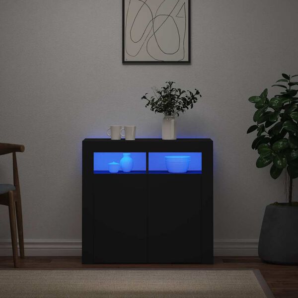 vidaXL Senkki LED-valoilla musta 80x35x75 cm