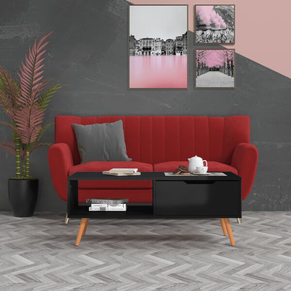 vidaXL Sohvapöytä korkeakiilto musta 100x49,5x43 cm tekninen puu