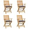 vidaXL Kangasläppätuoli 4 pcs Harmaa 49 x 57.5 x 92cm Täysi Akaasiapuu