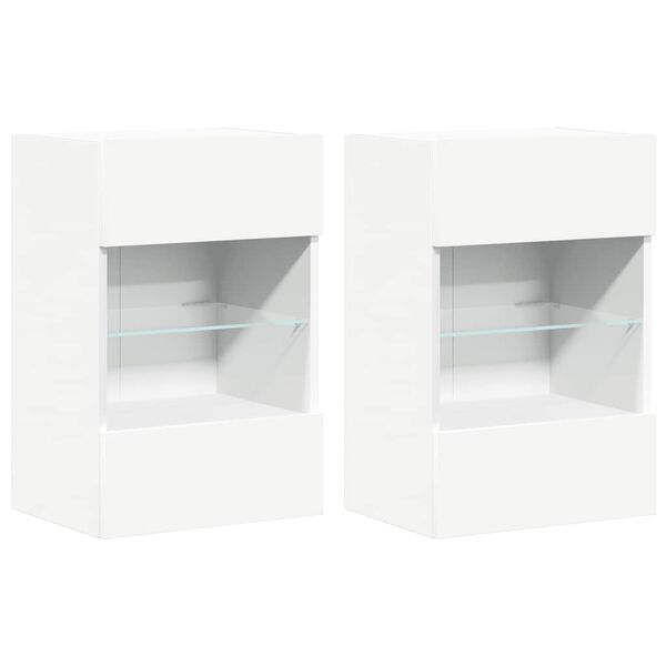 vidaXL Sein&auml;kaapit LED-valoilla televisiolle 2 kpl valkoinen 40x30x60,5 cm