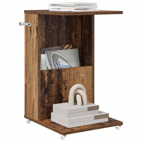 vidaXL Sivup&ouml;yt&auml; py&ouml;r&auml;ll&auml; Vanha puu 40 x 35 x 60 cm Tekninen puu