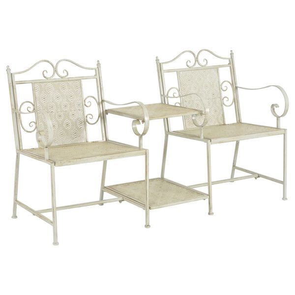 vidaXL Puutarhapenkki 2-istuttava 161 cm teräs valkoinen