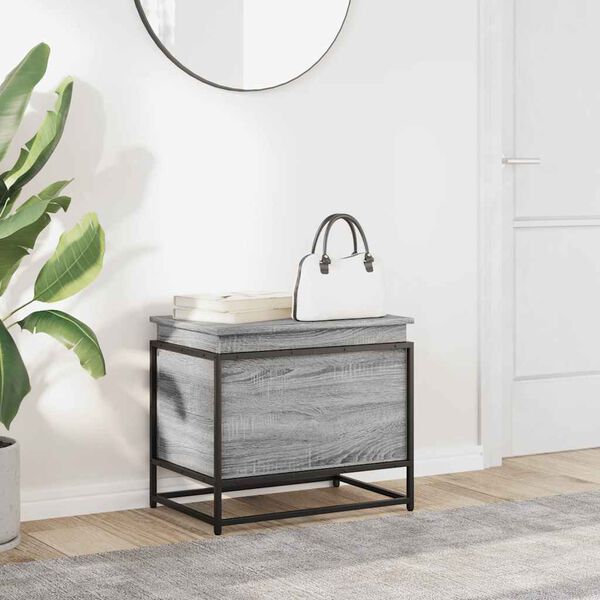 vidaXL S&auml;ilytyslaatikko kannella harmaa 60x40x51,5 cm tekninen puu