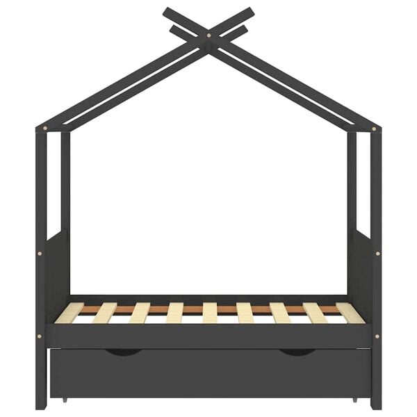 vidaXL Lasten s&auml;ngynrunko laatikolla t.harmaa t&auml;ysi m&auml;nty 70x140 cm