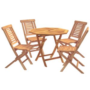 vidaXL 5-osainen kokoontaitettava puutarhan bistrosetti Luonnollinen