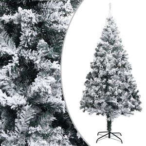 vidaXL Tekojoulukuusi lumihuurteella vihre&auml; 240 cm PVC