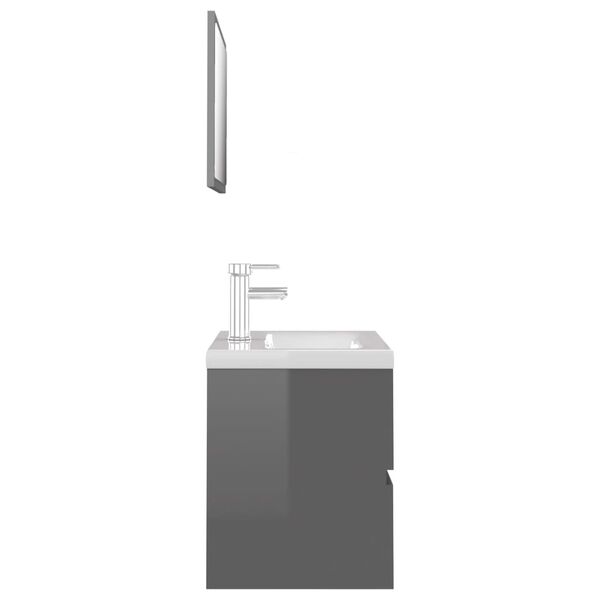 vidaXL Kylpyhuoneen kalustesarja korkeakiilto harmaa lastulevy