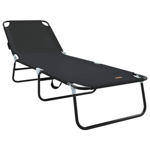 vidaXL Taittuva aurinkotuoli Musta 188 x 57 x 86,5 cm Polyesteri