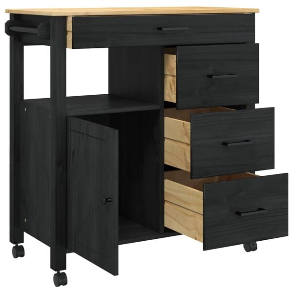 vidaXL Keittiövaunu Yksivärinen Musta