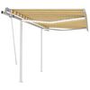 vidaXL K&auml;sin sis&auml;&auml;nkelattava markiisi LEDill&auml; 3,5x2,5 m keltavalkoinen