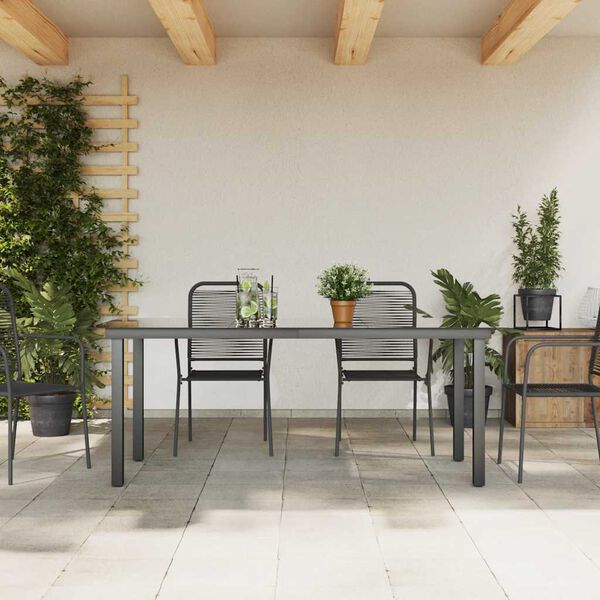 vidaXL Puutarhapöytä musta 190x90x74 cm alumiini ja lasi