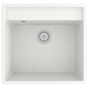 vidaXL Keittiön tiskiallas ylivuotoreiällä valkoinen graniitti