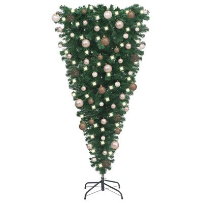 vidaXL Tekojoulukuusi ylösalaisin palloilla esivalaistu vihreä 120 cm