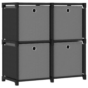 vidaXL 4 kuution esittelyhylly + laatikot musta 69x30x72,5 cm kangas
