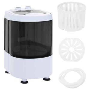 vidaXL Mini pesukone, jossa yksi pesuastia 2,6 kg Musta ja Valkoinen