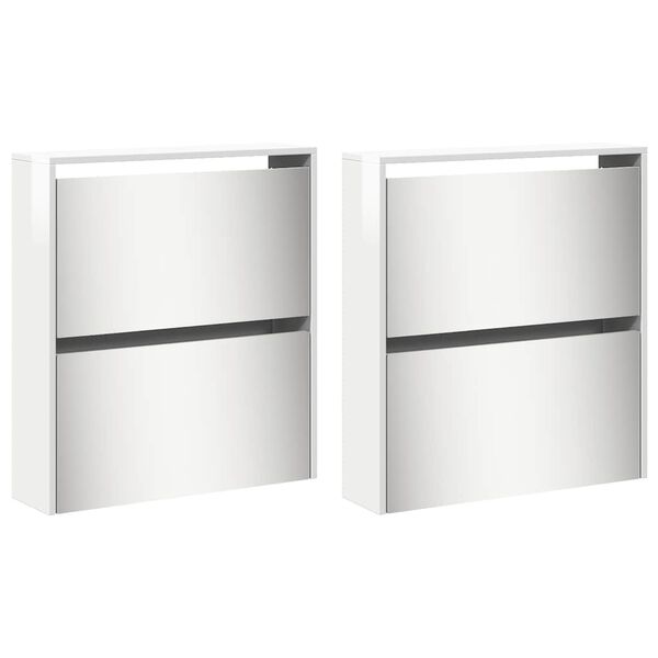 vidaXL Kenk&auml;kaappi peilill&auml; 4 tasoa korkeakiilto valk. 63x17x134 cm