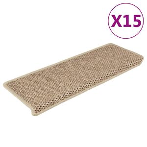vidaXL Itsekiinnittyv&auml;t porrasmatot sisaltyyli 15 kpl 65x21x4cm hiekka