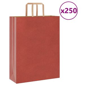 vidaXL Paperikassit 250 kpl kahvoilla punainen 32x12x42 cm