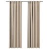vidaXL Pellavamaiset pimennysverhot koukuilla 2 kpl beige 140x245 cm